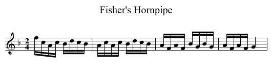 Fisher's Hornpipe - staff notation