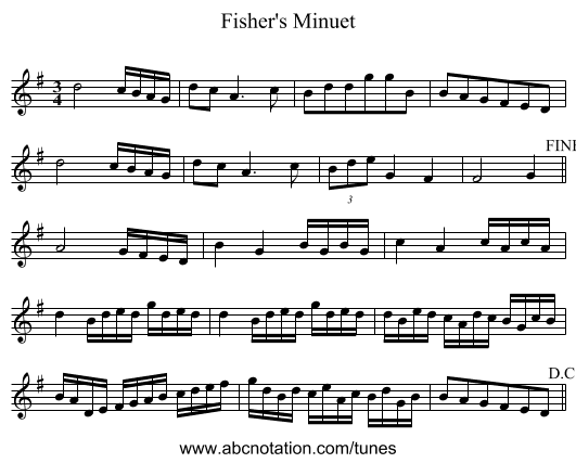 Fisher's Minuet - staff notation