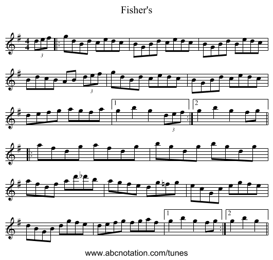 Fisher's - staff notation