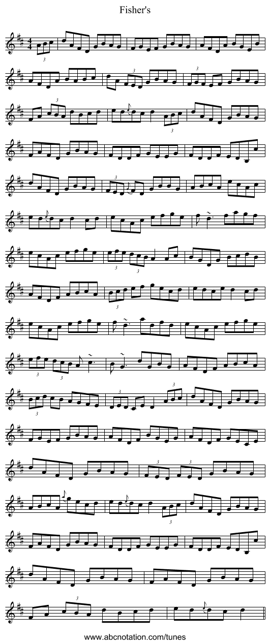 Fisher's - staff notation