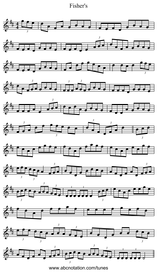Fisher's - staff notation
