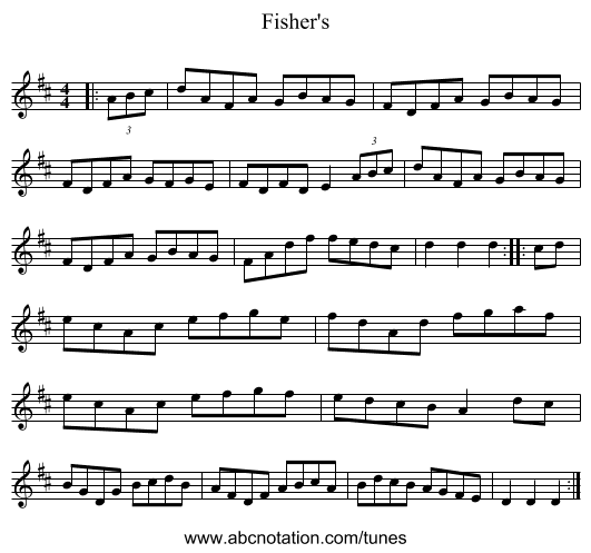 Fisher's - staff notation