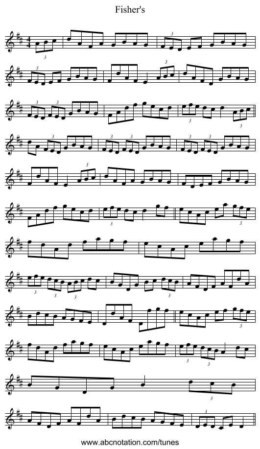 Fisher's - staff notation