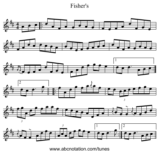 Fisher's - staff notation