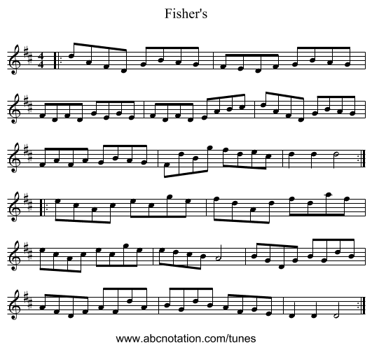 Fisher's - staff notation