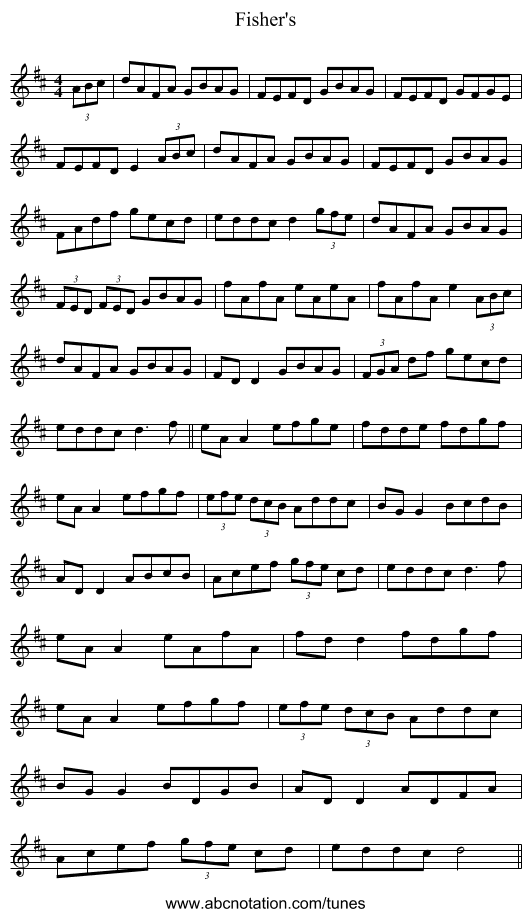 Fisher's - staff notation