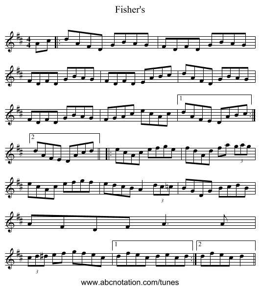 Fisher's - staff notation