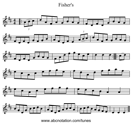 Fisher's - staff notation