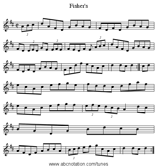 Fisher's - staff notation