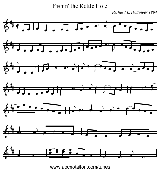 Fishin' the Kettle Hole - staff notation