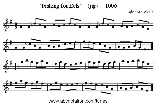 Fishing for Eels (jig) 1006 - staff notation