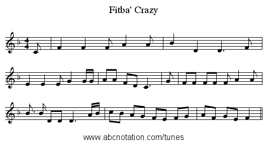 Fitba' Crazy - staff notation