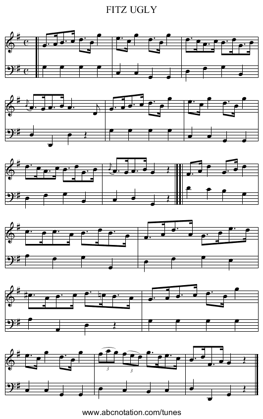 FITZ UGLY - staff notation