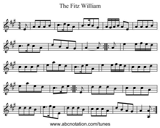 Fitz William, The - staff notation