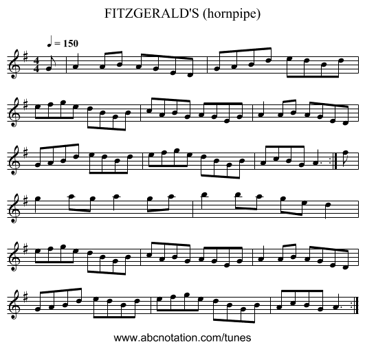 FITZGERALD'S (hornpipe) - staff notation