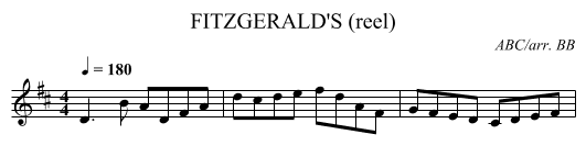 FITZGERALD'S (reel) - staff notation