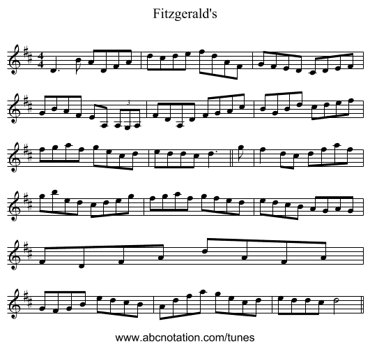 Fitzgerald's - staff notation