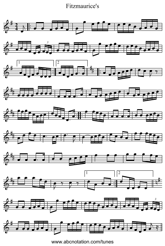 Fitzmaurice's - staff notation
