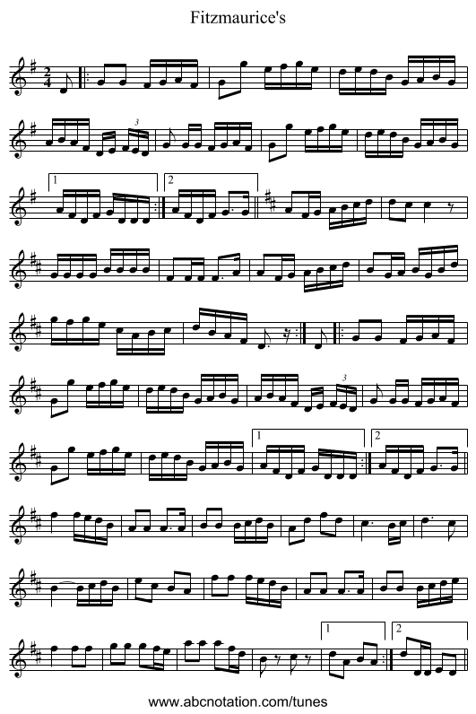 Fitzmaurice's - staff notation