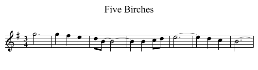 Five Birches - staff notation