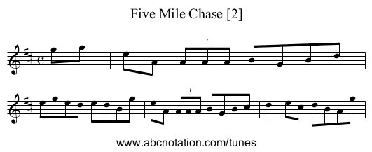 Five Mile Chase [2] - staff notation