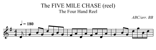 FIVE MILE CHASE (reel), The - staff notation