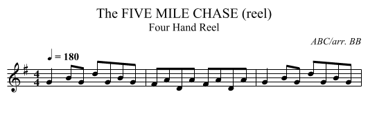 FIVE MILE CHASE (reel), The - staff notation