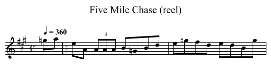 Five Mile Chase (reel) - staff notation