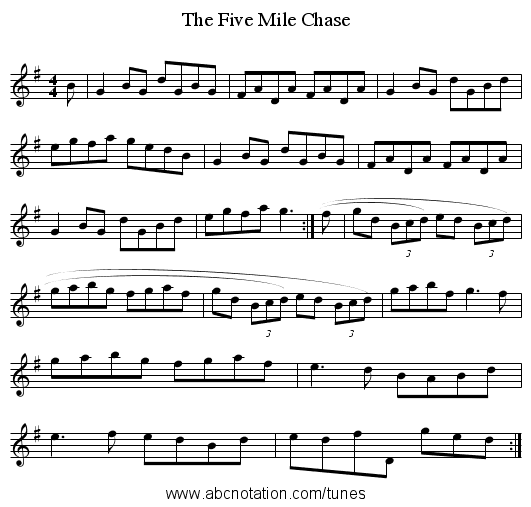 Five Mile Chase, The - staff notation