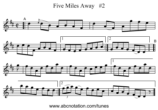 Five Miles Away   #2 - staff notation