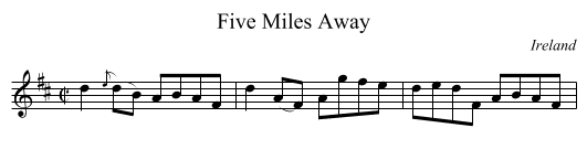 Five Miles Away - staff notation