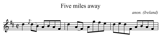 Five miles away - staff notation