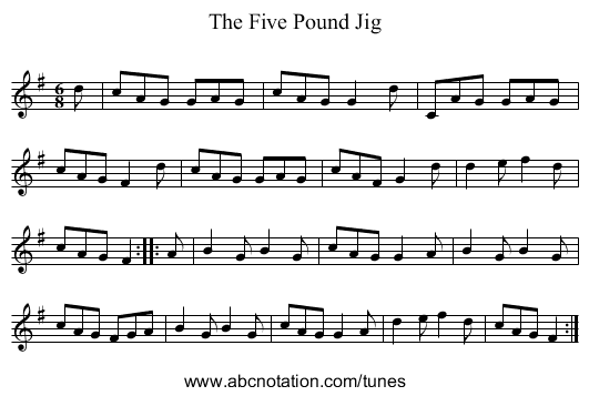 Five Pound Jig, The - staff notation