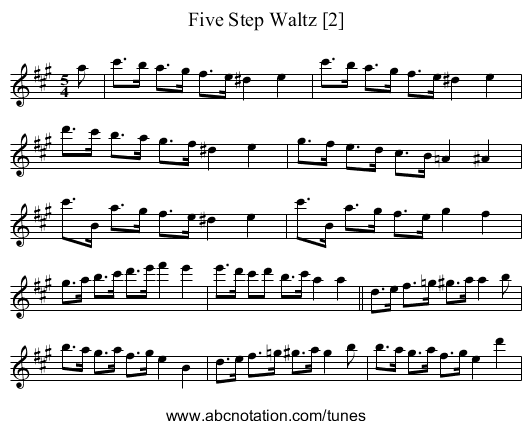 Five Step Waltz [2] - staff notation