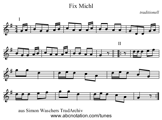 Fix Michl - staff notation
