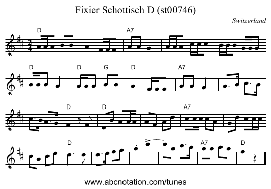 Fixier Schottisch D (st00746) - staff notation