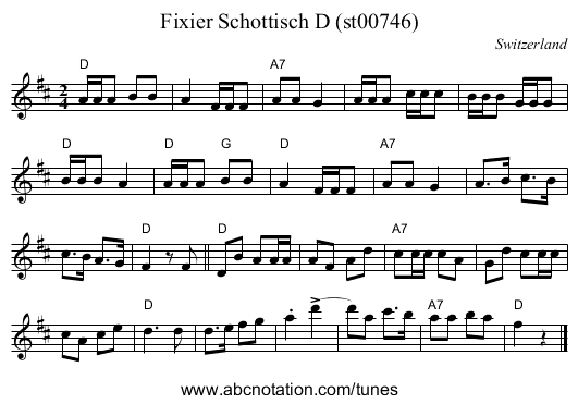 Fixier Schottisch D (st00746) - staff notation