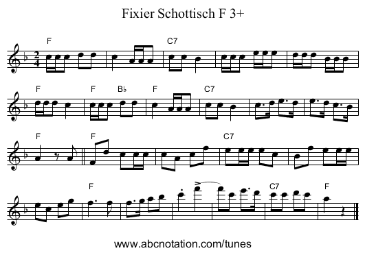 Fixier Schottisch F 3+ - staff notation