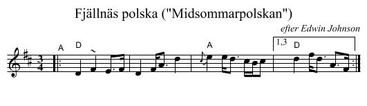 Fj&auml;lln&auml;s polska (Midsommarpolskan) - staff notation