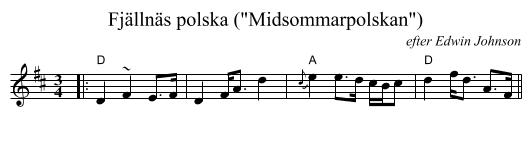 Fj&auml;lln&auml;s polska (Midsommarpolskan) - staff notation