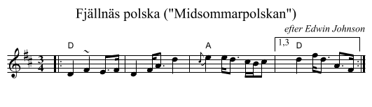 Fj&auml;lln&auml;s polska (Midsommarpolskan) - staff notation