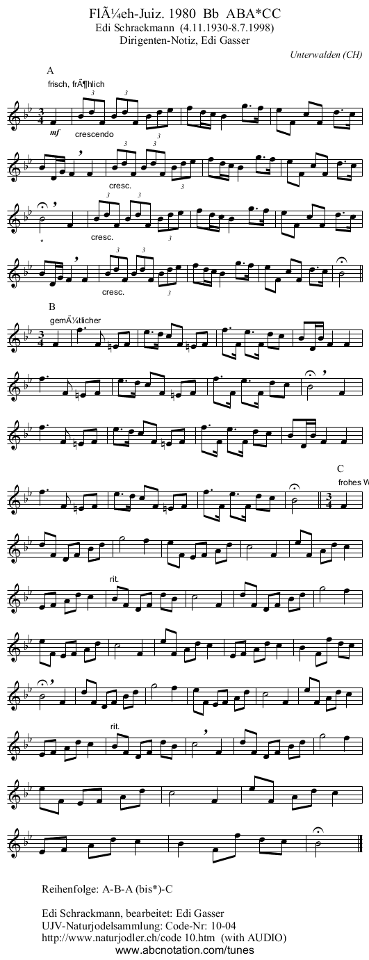 Flüeh-Juiz. 1980 Bb ABA*CC - staff notation