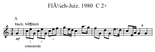 FlÃ¼eh-Juiz. 1980  C 2+ - staff notation