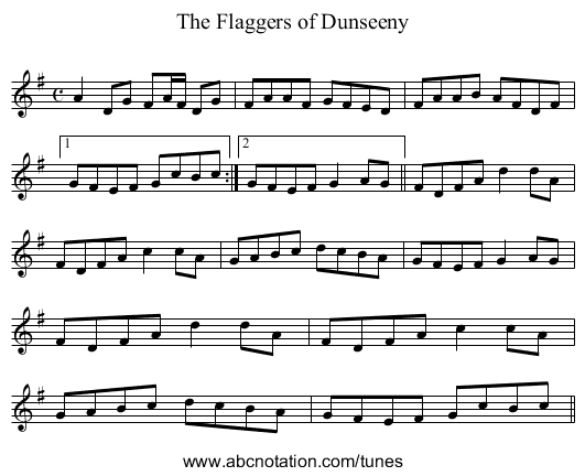 Flaggers of Dunseeny, The - staff notation