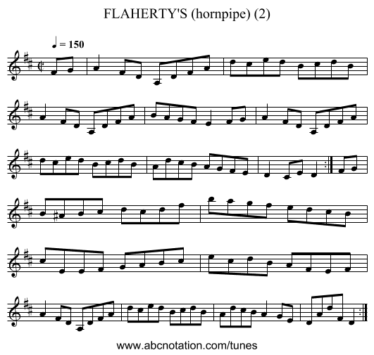 FLAHERTY'S (hornpipe) (2) - staff notation