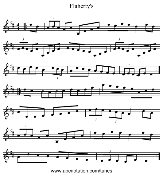 Flaherty's - staff notation