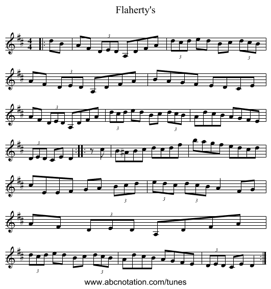 Flaherty's - staff notation