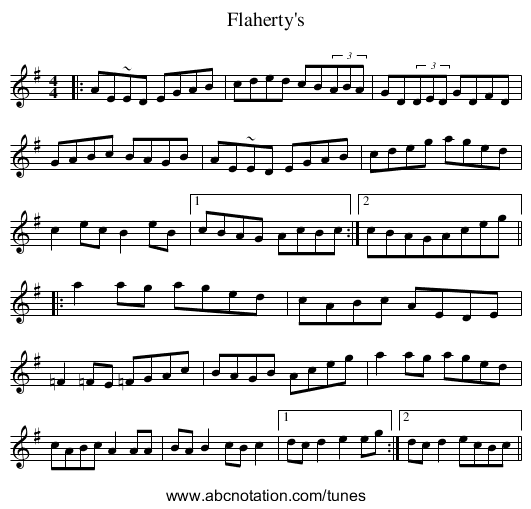 Flaherty's - staff notation