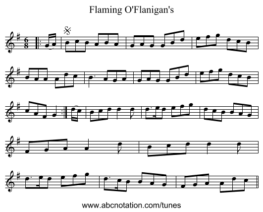 Flaming O'Flanigan's - staff notation