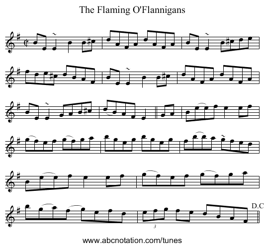 Flaming O'Flannigans, The - staff notation